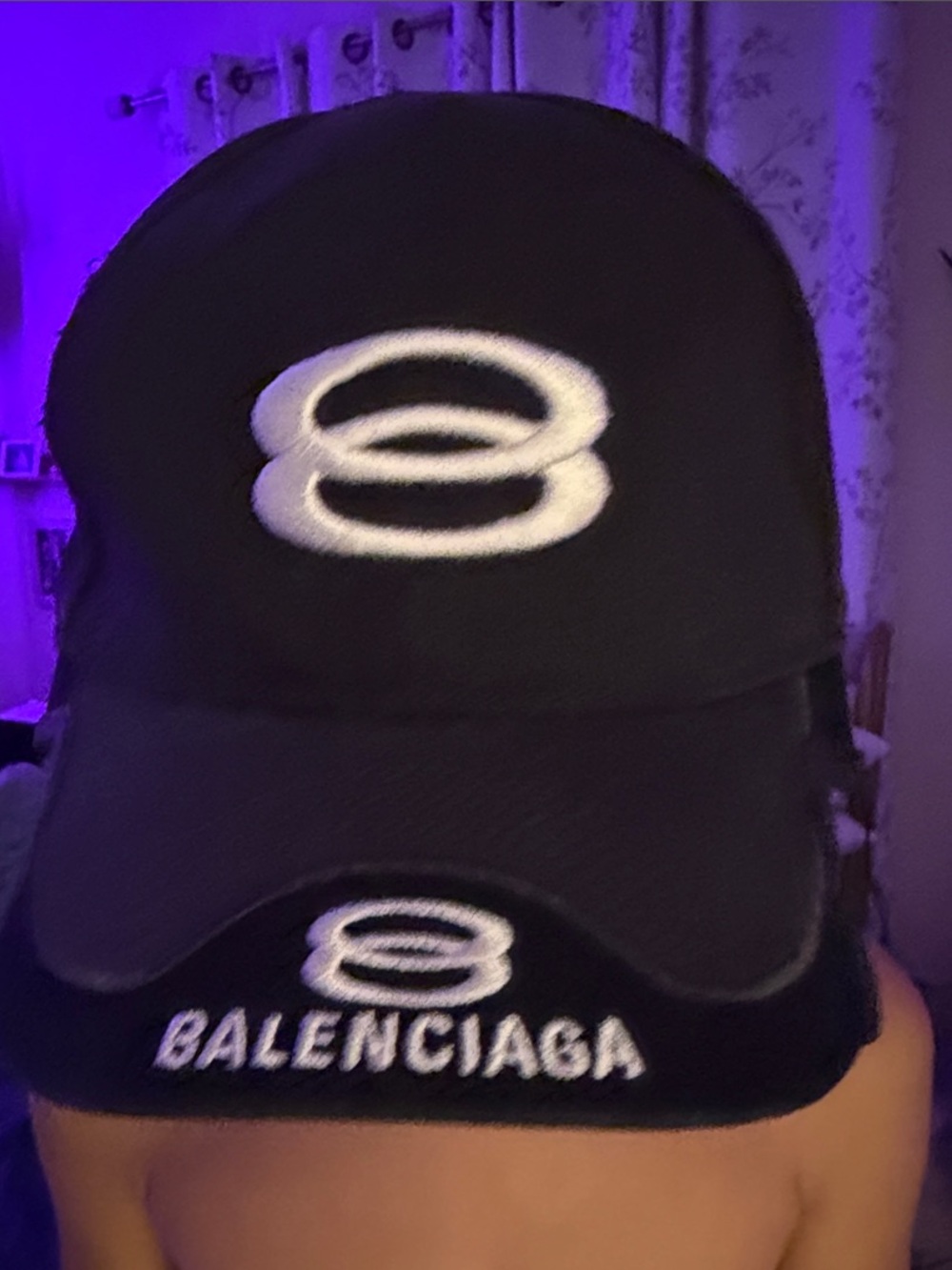 Balenciaga Black Cap with White Logo Embroidery